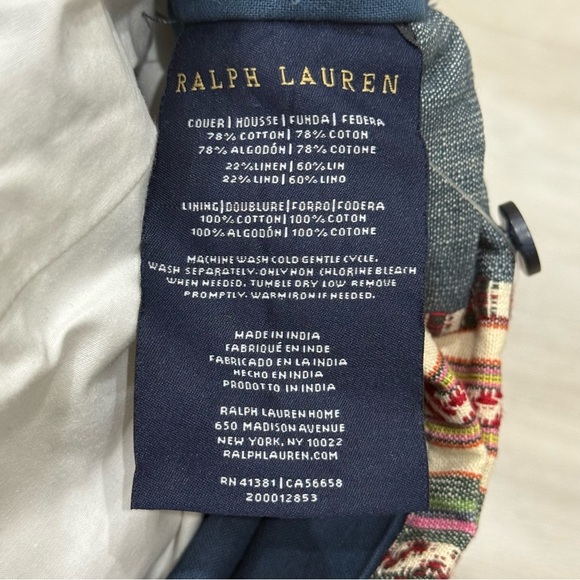 Ralph Lauren Alyssa Multicolor Striped Throw Pillow MSRP $255 20x20 Cotton/Linen - Picture 4 of 16